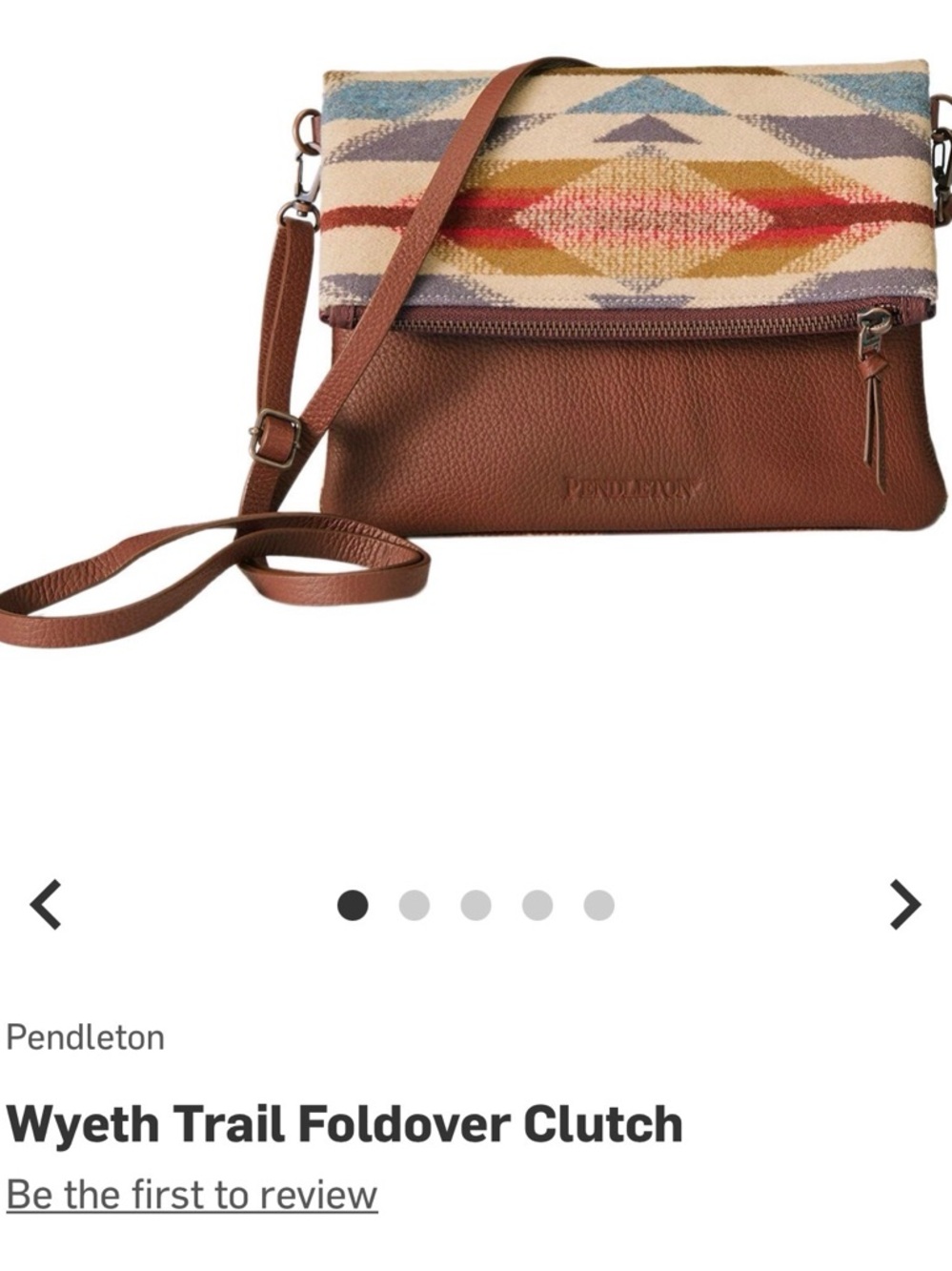 Pendleton Brown and Teal Geometric Foldover Crossbody  wyeth Clutch - Picture 2 of 11